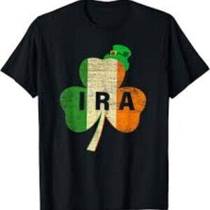 St Patricks Day IRA Vintage Ireland Flag Irish Luck Shamrock T- Shirt 198